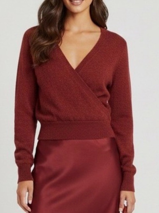 Madewell Sweaters - Madewell Faux Wrap Pullover Sweater in Heather Scarlett